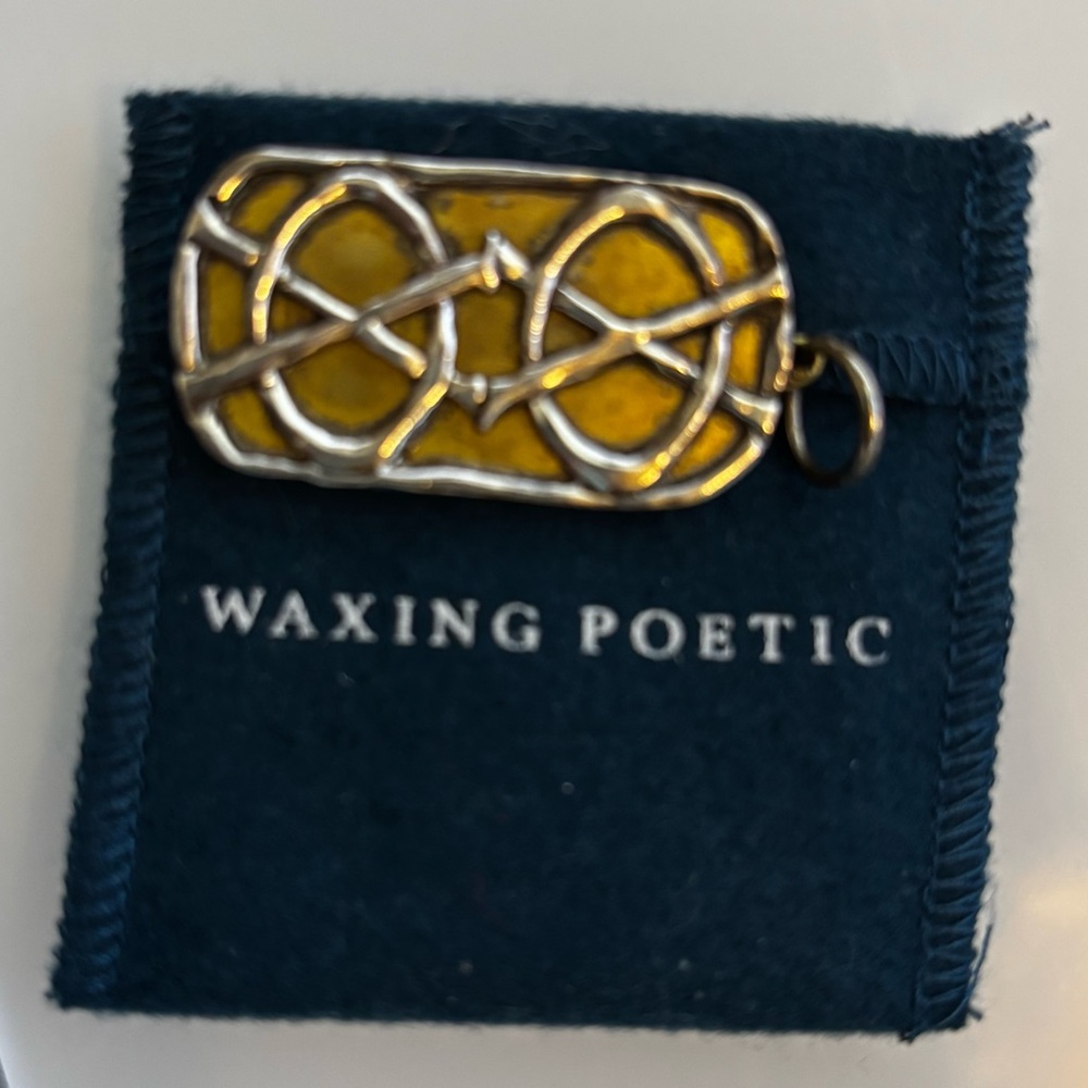 Waxing Poetic Rectangular Gold Charm - Picture 7 of 8